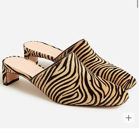 NEW J Crew Layla Mule Heels Calf Skin Pony Hair Tiger Zebra Print US 5 - Picture 5 of 5